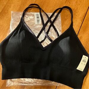 Aerie Black Ribbed Crisscross Bralette - Women Intimates & Sleepwear